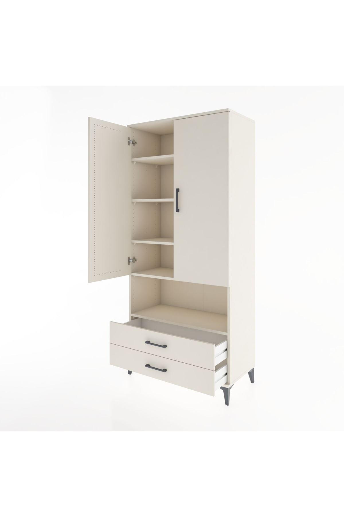 Hyperion Dolap 5 Raflı 2 Çekmeceli 2 Kapaklı 88x44x195 Aytaşı-Aytaşı