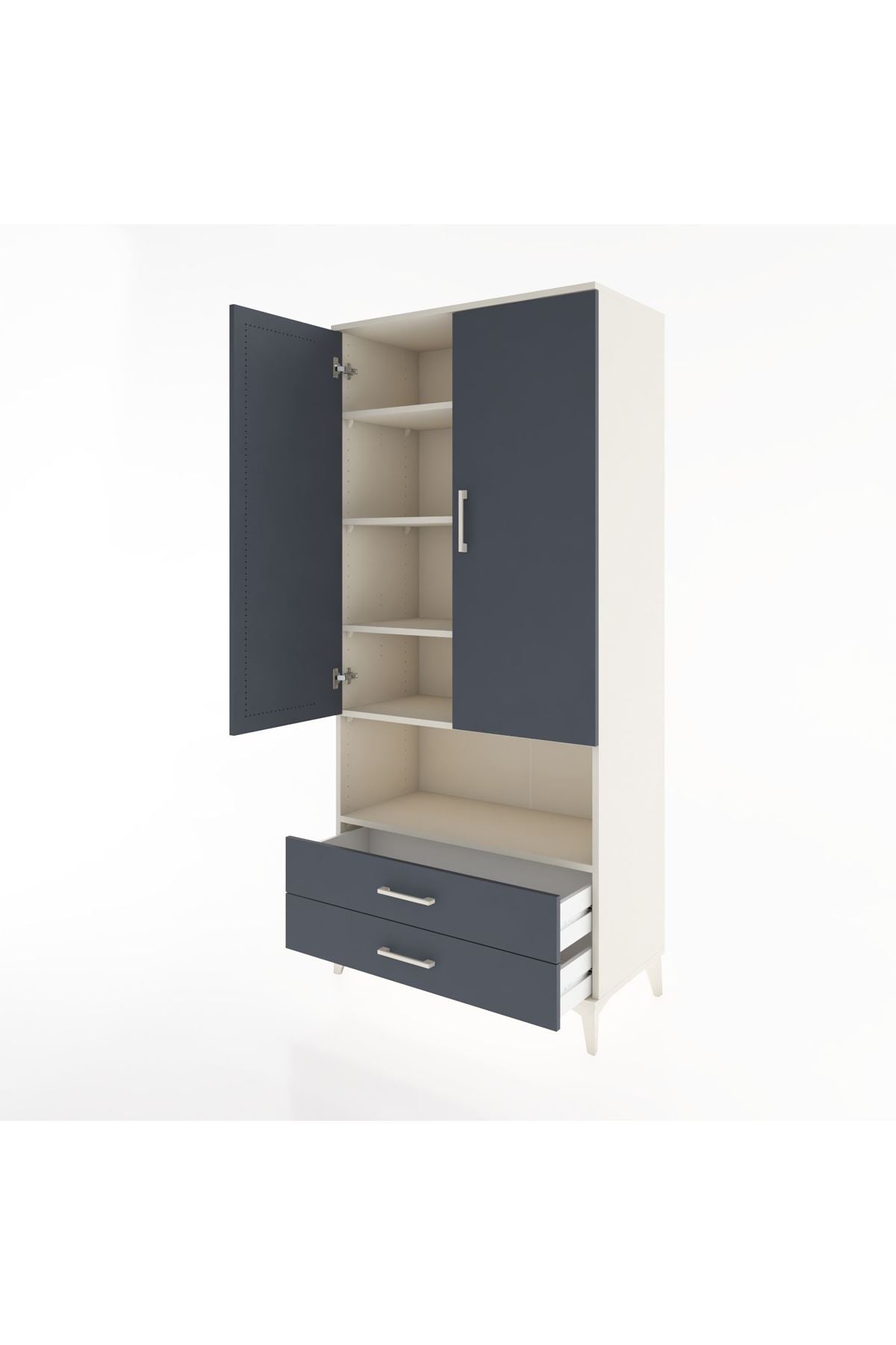 Hyperion Dolap 5 Raflı 2 Çekmeceli 2 Kapaklı 88x44x195 Aytaşı-Antrasit