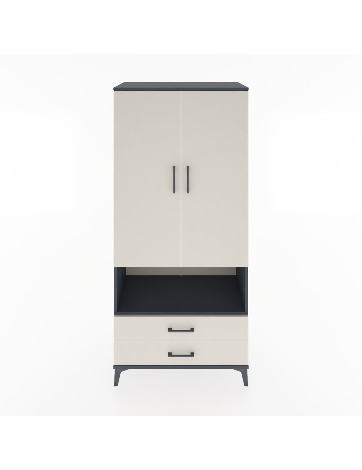 Hyperion Dolap 5 Raflı 2 Çekmeceli 2 Kapaklı 88x44x195 Antrasit-Aytaşı