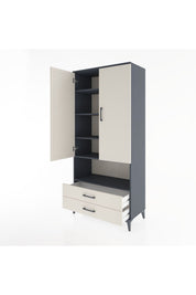 Hyperion Dolap 5 Raflı 2 Çekmeceli 2 Kapaklı 88x44x195 Antrasit-Aytaşı