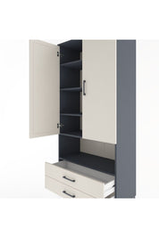 Hyperion Dolap 5 Raflı 2 Çekmeceli 2 Kapaklı 88x44x195 Antrasit-Aytaşı