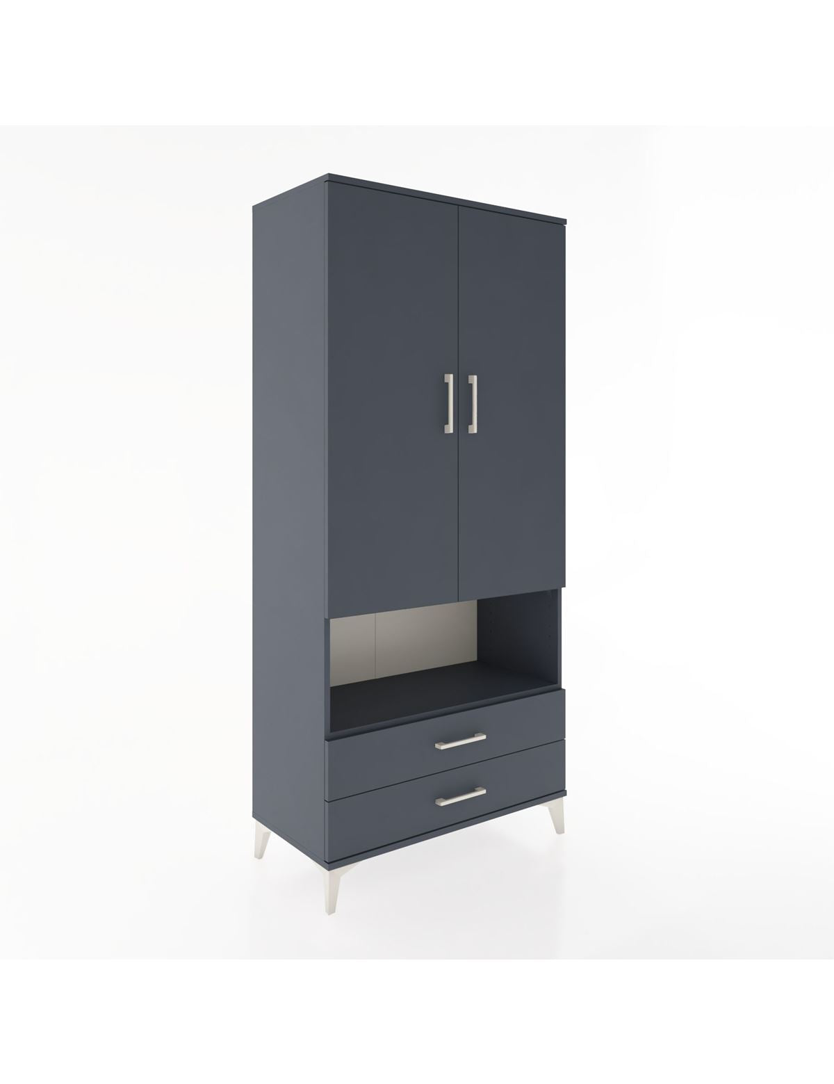 Hyperion Dolap 5 Raflı 2 Çekmeceli 2 Kapaklı 88x44x195 Antrasit-Antrasit