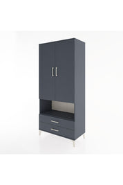 Hyperion Dolap 5 Raflı 2 Çekmeceli 2 Kapaklı 88x44x195 Antrasit-Antrasit