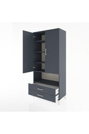 Hyperion Dolap 5 Raflı 2 Çekmeceli 2 Kapaklı 88x44x195 Antrasit-Antrasit