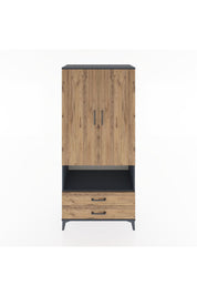 Hyperion Dolap 5 Raflı 2 Çekmeceli 2 Kapaklı 88x44x195 Antrasit-Çam