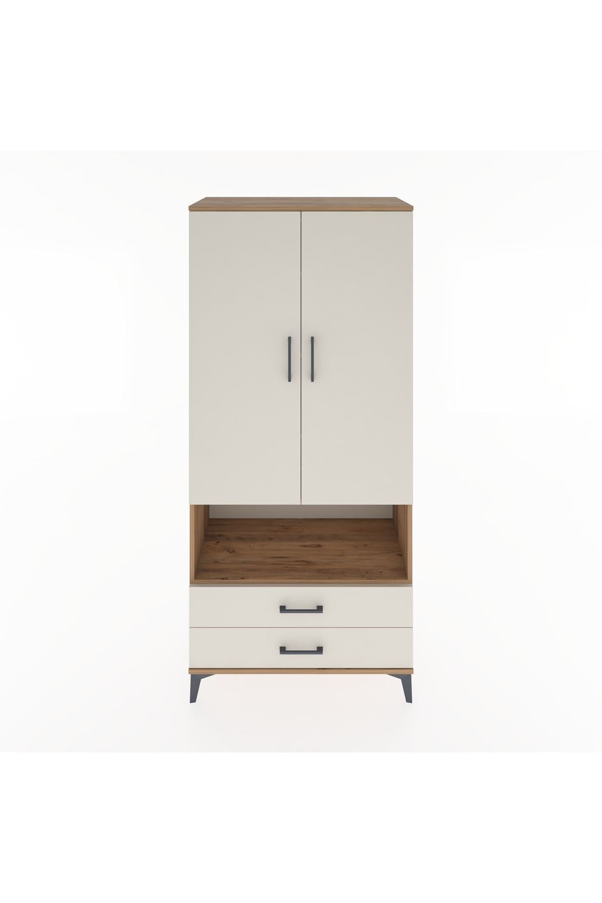 Hyperion Dolap 5 Raflı 2 Çekmeceli 2 Kapaklı 88x44x195 Çam-Aytaşı