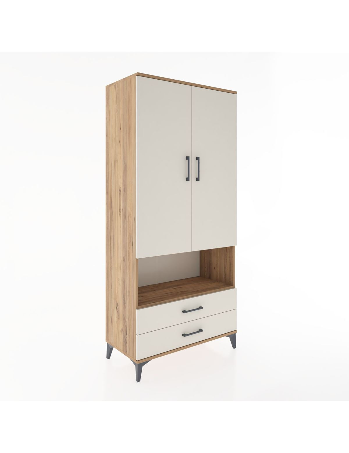 Hyperion Dolap 5 Raflı 2 Çekmeceli 2 Kapaklı 88x44x195 Çam-Aytaşı