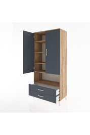 Hyperion Dolap 5 Raflı 2 Çekmeceli 2 Kapaklı 88x44x195 Çam-Antrasit
