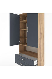 Hyperion Dolap 5 Raflı 2 Çekmeceli 2 Kapaklı 88x44x195 Çam-Antrasit