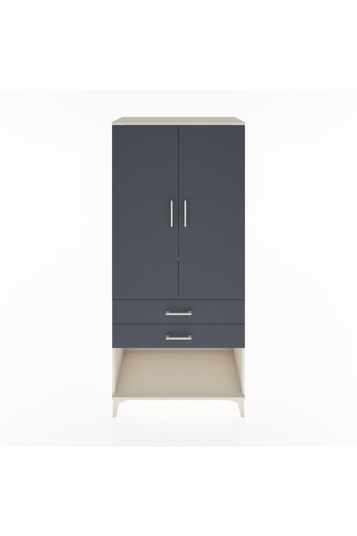 Hyperion Dolap 2 Raflı 2 Çekmeceli Tek Askılı 88x44x195 Aytaşı-Antrasit