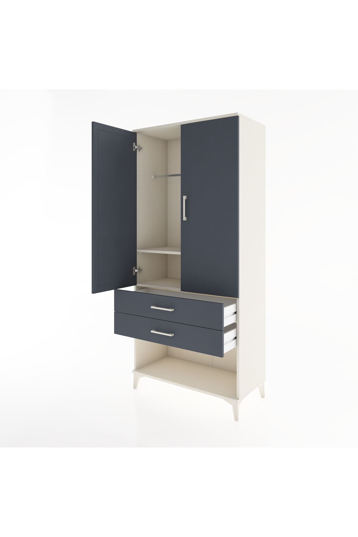 Hyperion Dolap 2 Raflı 2 Çekmeceli Tek Askılı 88x44x195 Aytaşı-Antrasit