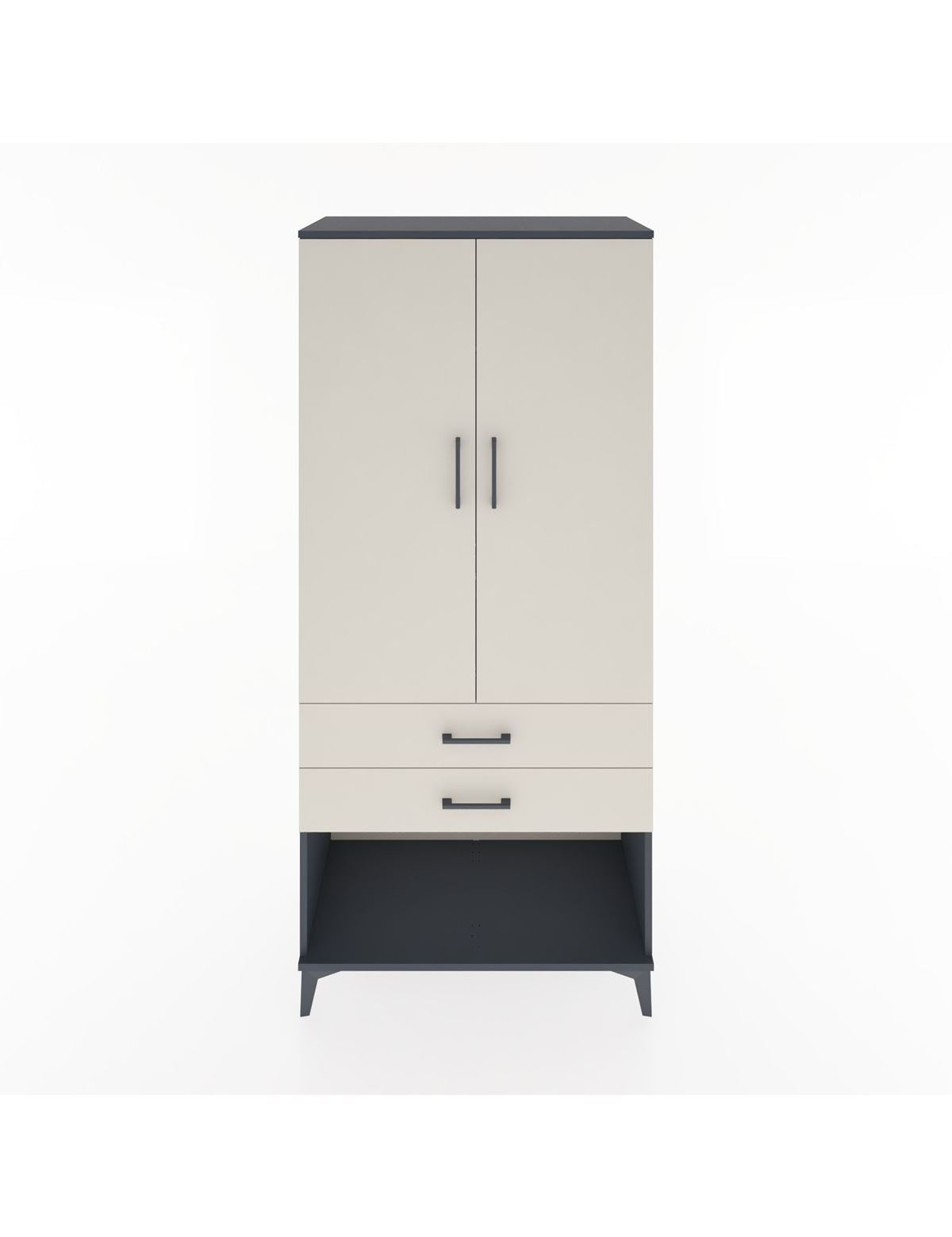 Hyperion Dolap 2 Raflı 2 Çekmeceli Tek Askılı 88x44x195 Antrasit-Aytaşı