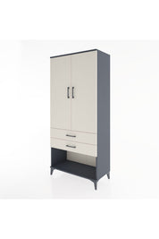 Hyperion Dolap 2 Raflı 2 Çekmeceli Tek Askılı 88x44x195 Antrasit-Aytaşı
