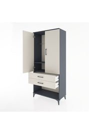 Hyperion Dolap 2 Raflı 2 Çekmeceli Tek Askılı 88x44x195 Antrasit-Aytaşı