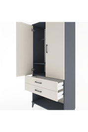 Hyperion Dolap 2 Raflı 2 Çekmeceli Tek Askılı 88x44x195 Antrasit-Aytaşı