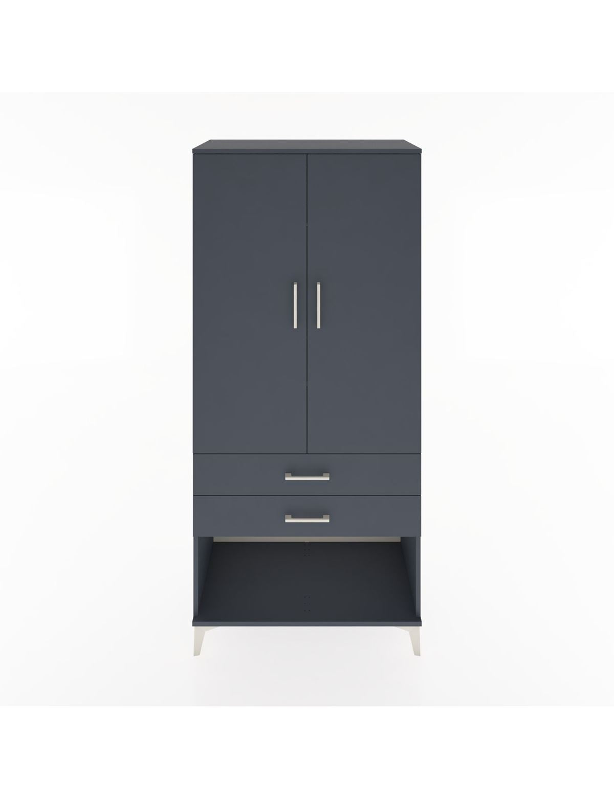 Hyperion Dolap 2 Raflı 2 Çekmeceli Tek Askılı 88x44x195 Antrasit-Antrasit