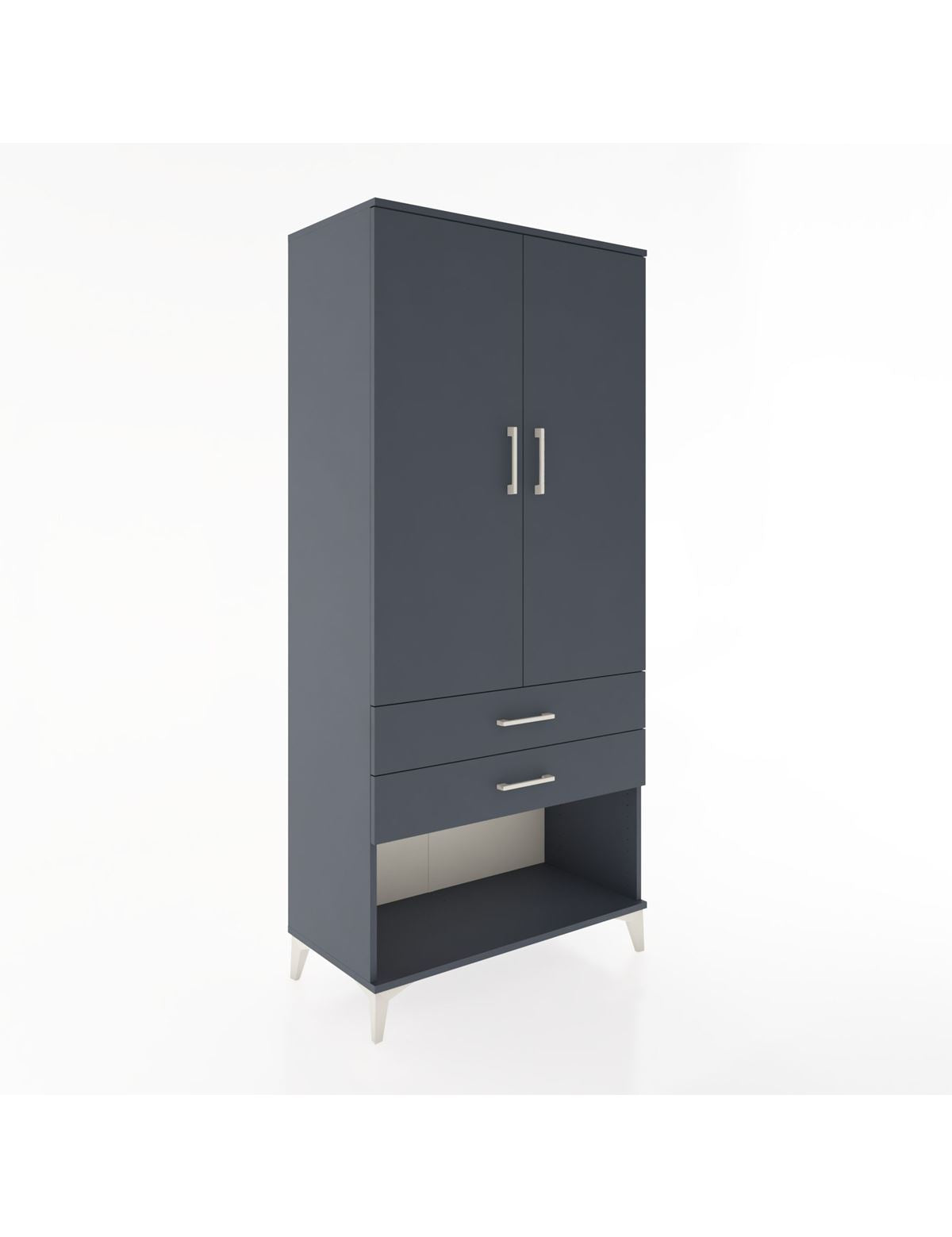 Hyperion Dolap 2 Raflı 2 Çekmeceli Tek Askılı 88x44x195 Antrasit-Antrasit