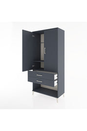 Hyperion Dolap 2 Raflı 2 Çekmeceli Tek Askılı 88x44x195 Antrasit-Antrasit