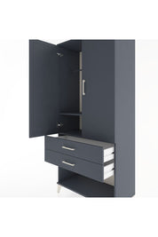 Hyperion Dolap 2 Raflı 2 Çekmeceli Tek Askılı 88x44x195 Antrasit-Antrasit