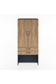 Hyperion Dolap 2 Raflı 2 Çekmeceli Tek Askılı 88x44x195 Antrasit-Çam