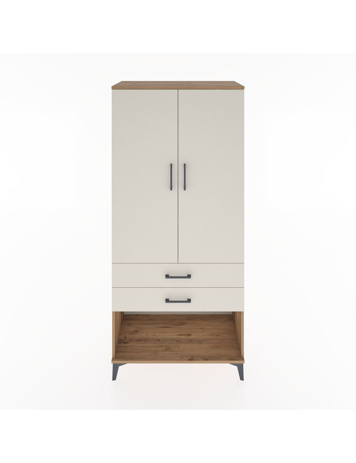 Hyperion Dolap 2 Raflı 2 Çekmeceli Tek Askılı 88x44x195 Çam-Aytaşı