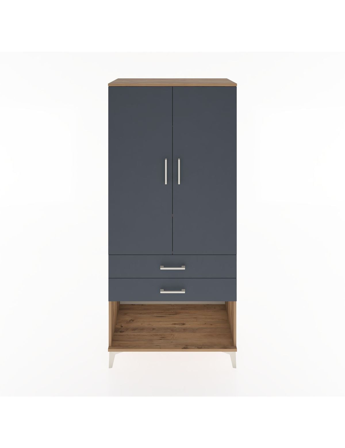 Hyperion Dolap 2 Raflı 2 Çekmeceli Tek Askılı 88x44x195 Çam-Antrasit