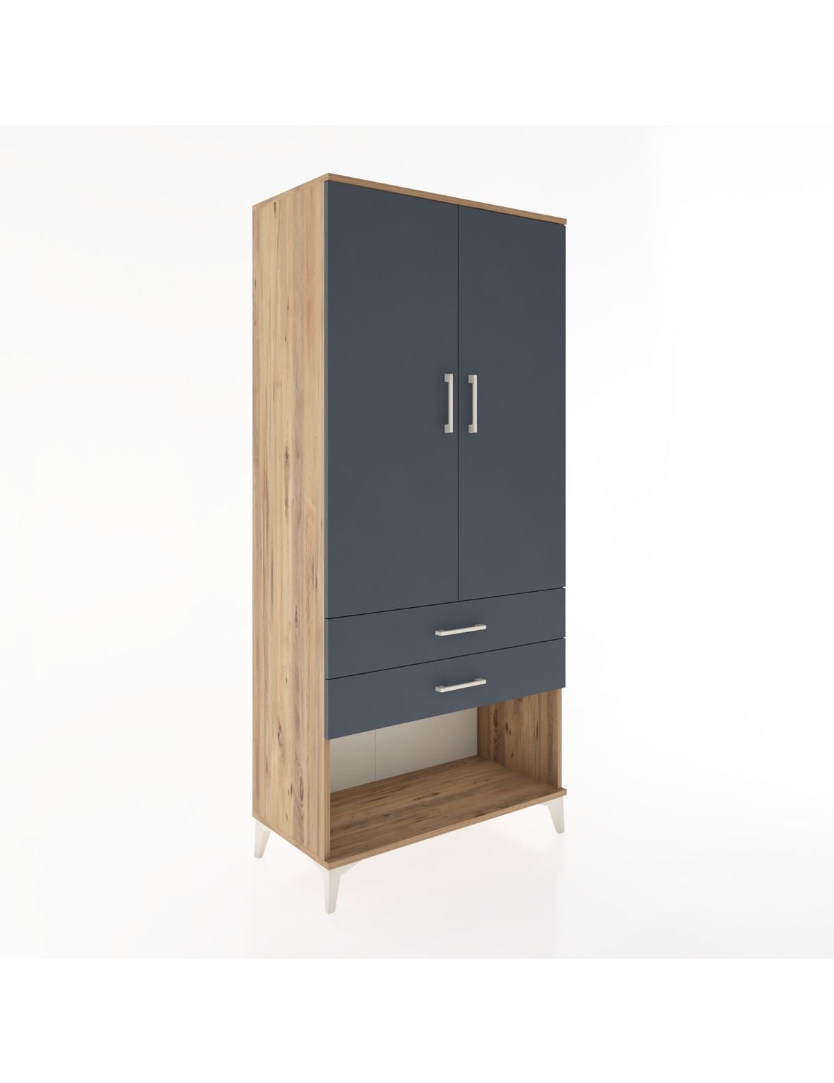 Hyperion Dolap 2 Raflı 2 Çekmeceli Tek Askılı 88x44x195 Çam-Antrasit