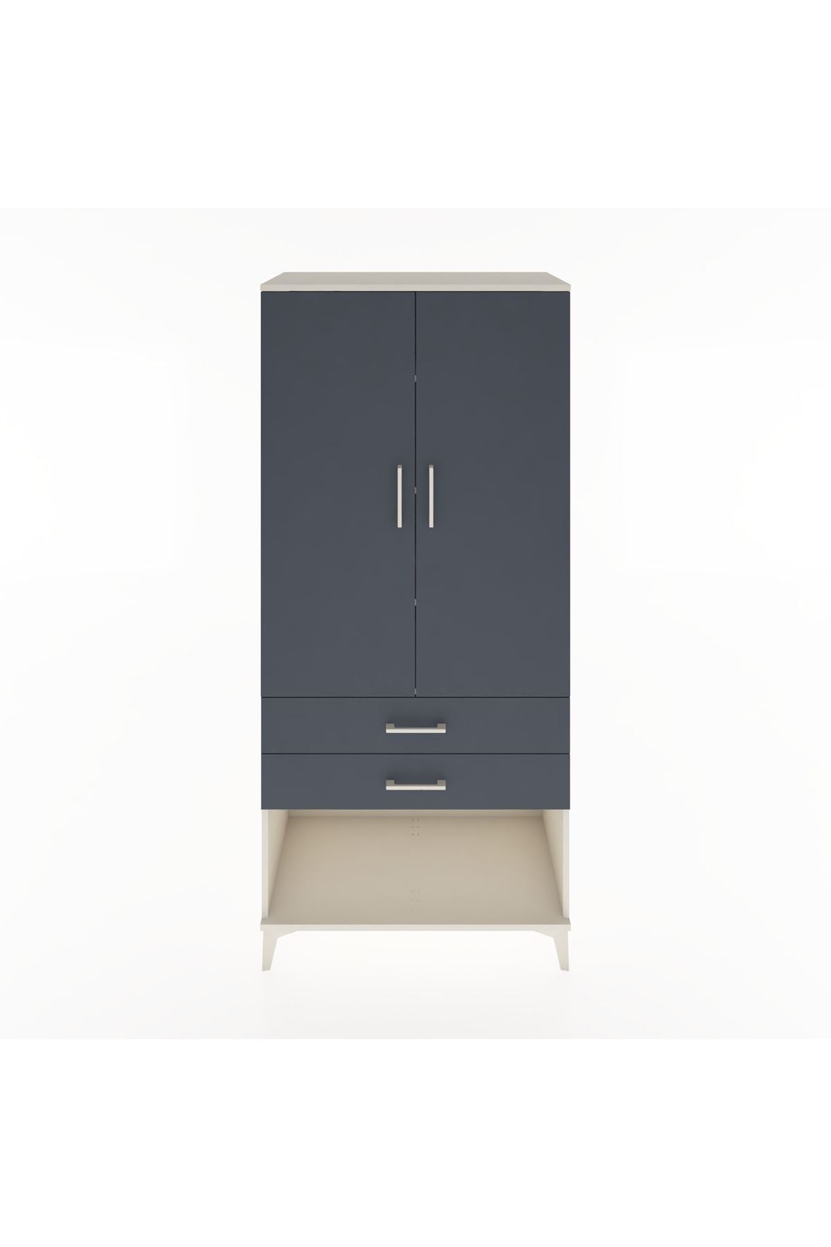 Hyperion Dolap 4 Raflı 2 Çekmeceli 2 Kapaklı 88x44x195 Aytaşı-Antrasit