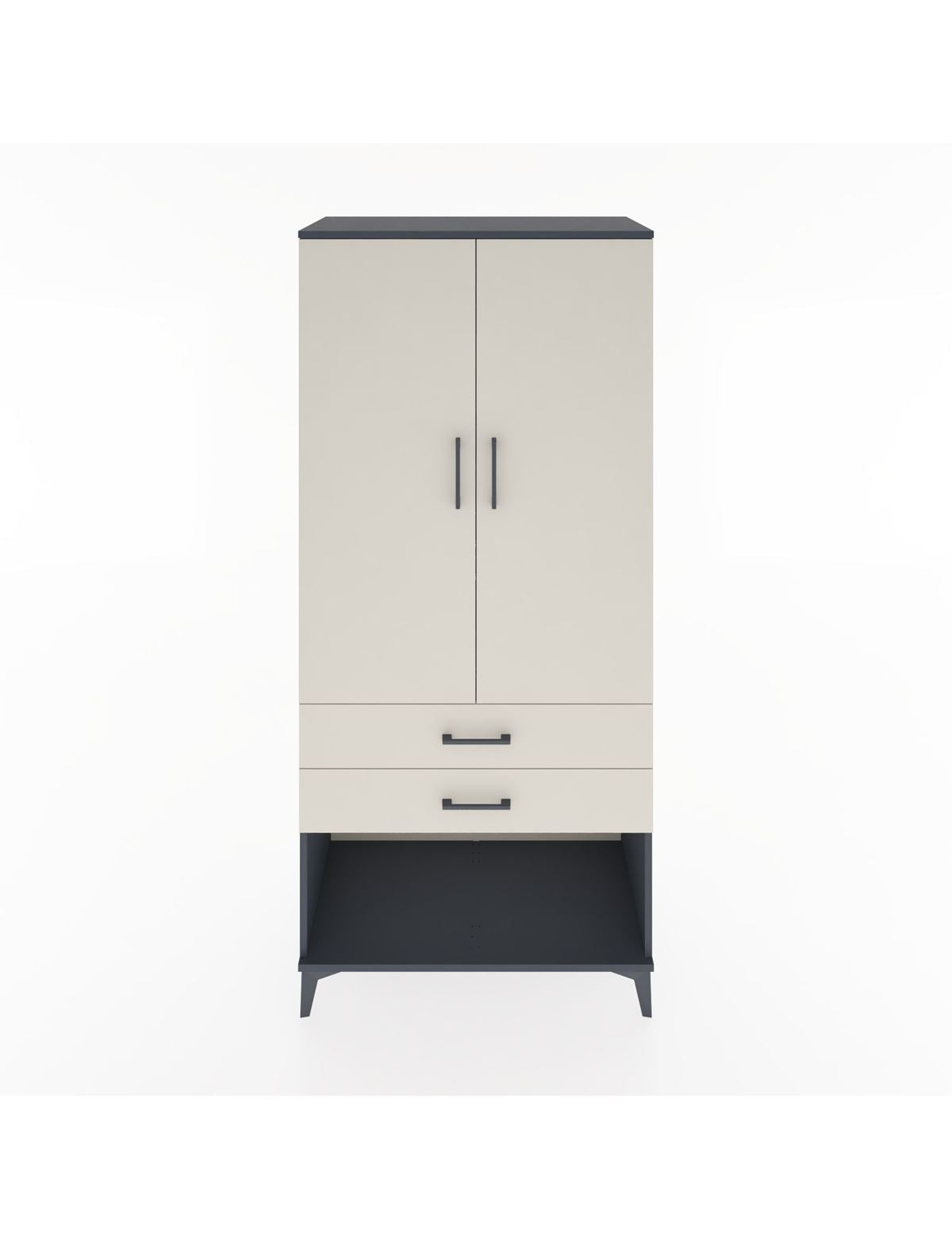 Hyperion Dolap 4 Raflı 2 Çekmeceli 2 Kapaklı 88x44x195 Antrasit-Aytaşı