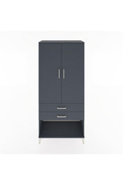 Hyperion Dolap 4 Raflı 2 Çekmeceli 2 Kapaklı 88x44x195 Antrasit-Antrasit