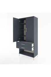 Hyperion Dolap 4 Raflı 2 Çekmeceli 2 Kapaklı 88x44x195 Antrasit-Antrasit