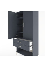 Hyperion Dolap 4 Raflı 2 Çekmeceli 2 Kapaklı 88x44x195 Antrasit-Antrasit