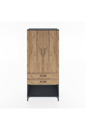 Hyperion Dolap 4 Raflı 2 Çekmeceli 2 Kapaklı 88x44x195 Antrasit-Çam