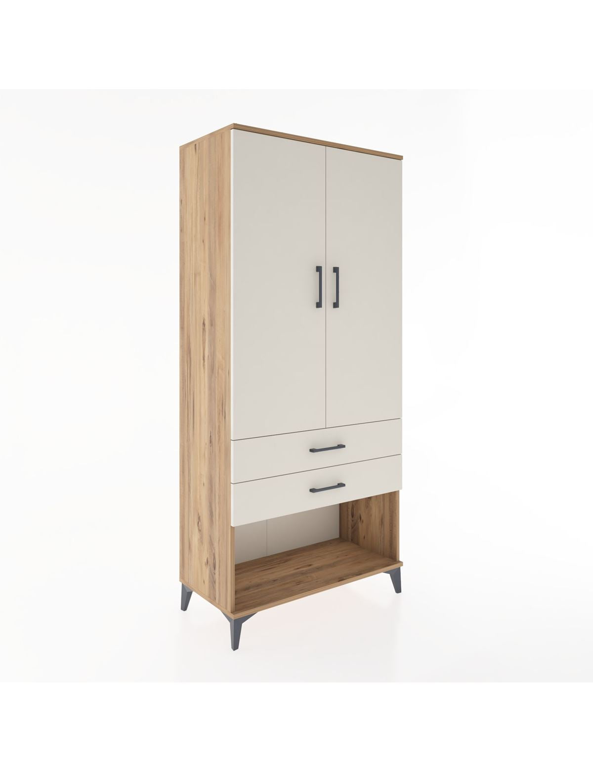 Hyperion Dolap 4 Raflı 2 Çekmeceli 2 Kapaklı 88x44x195 Çam-Aytaşı