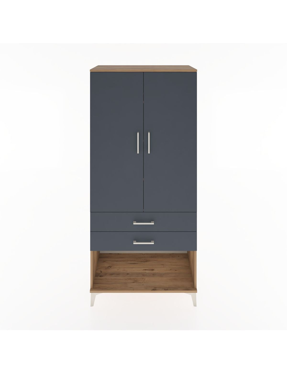 Hyperion Dolap 4 Raflı 2 Çekmeceli 2 Kapaklı 88x44x195 Çam-Antrasit