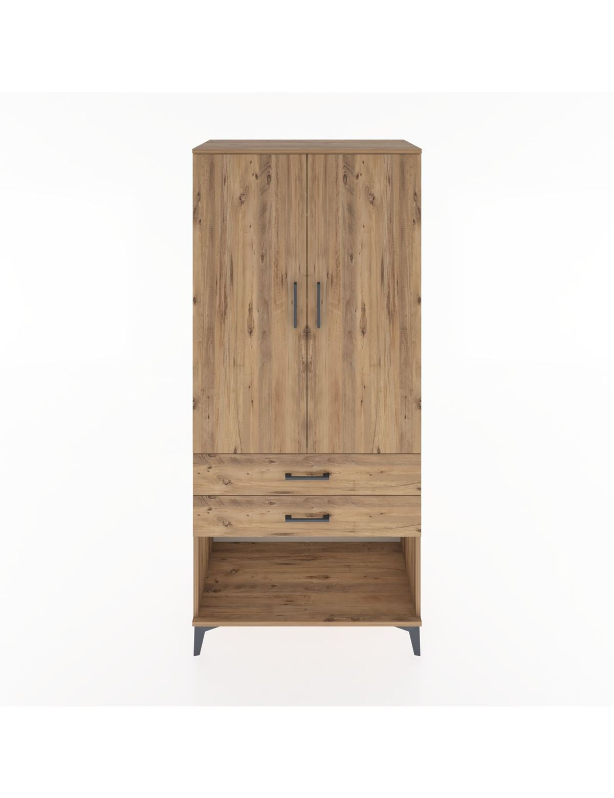 Hyperion Dolap 4 Raflı 2 Çekmeceli 2 Kapaklı 88x44x195 Çam-Çam