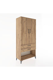 Hyperion Dolap 4 Raflı 2 Çekmeceli 2 Kapaklı 88x44x195 Çam-Çam
