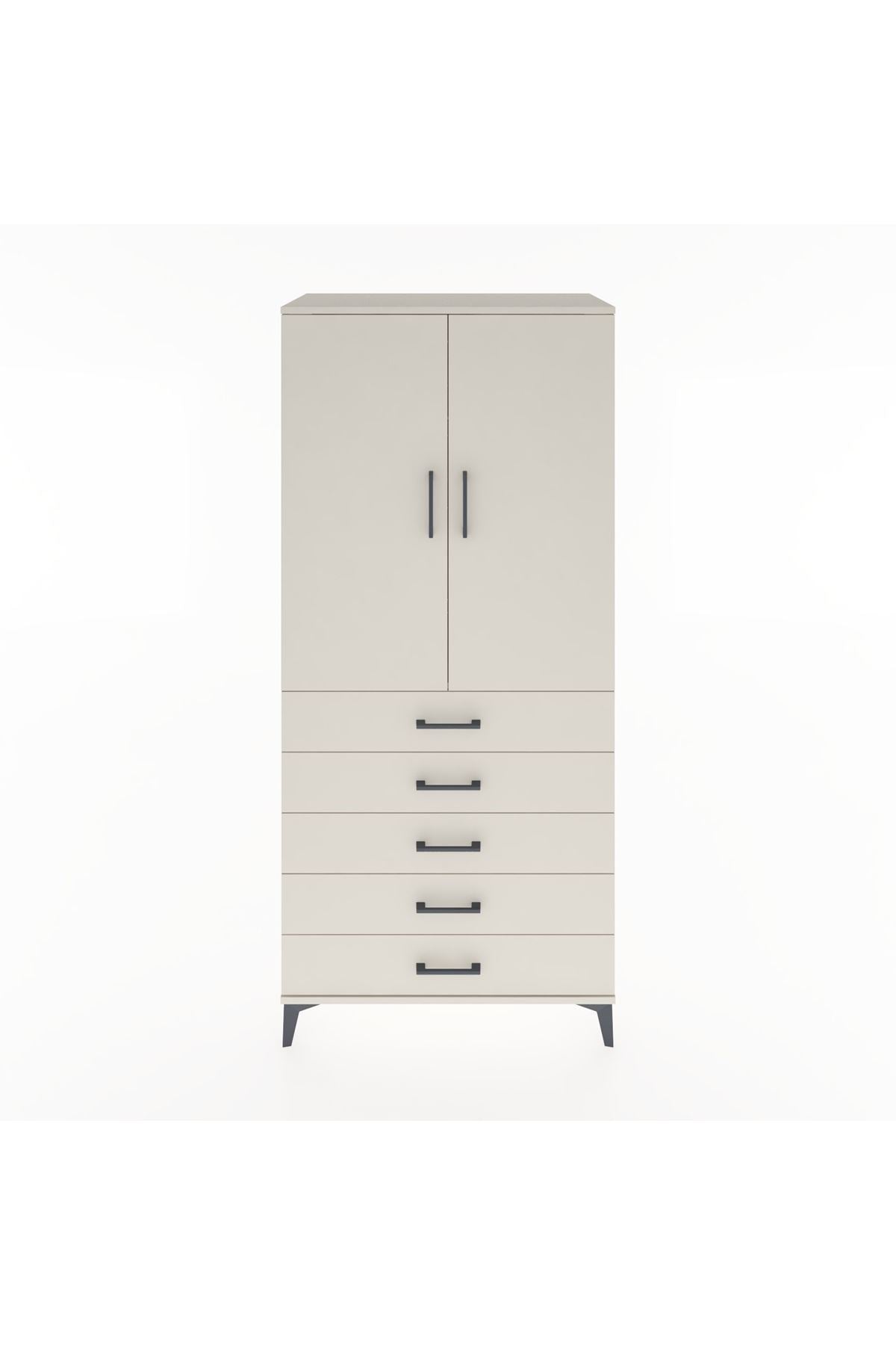 Hyperion Dolap Tek Raflı 5 Çekmeceli Tek Askılı 88x44x195 Aytaşı-Aytaşı