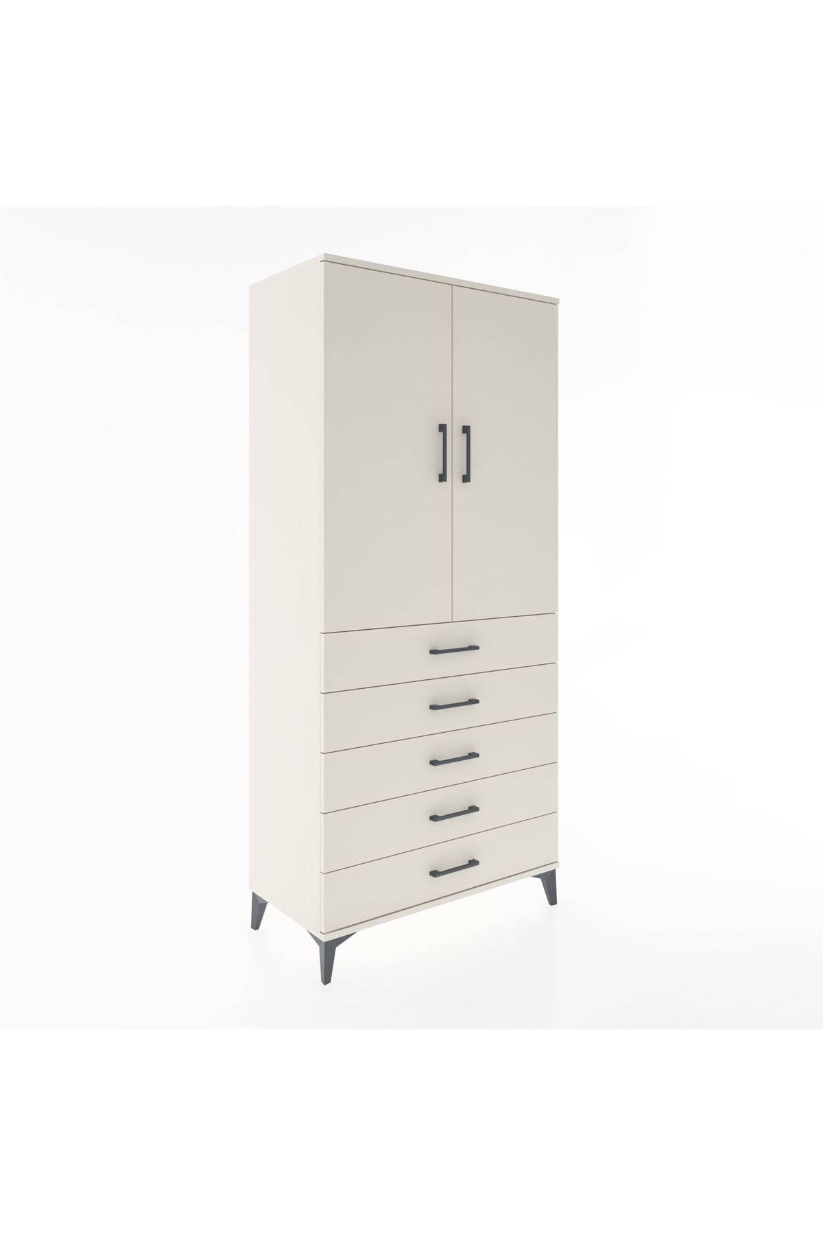 Hyperion Dolap Tek Raflı 5 Çekmeceli Tek Askılı 88x44x195 Aytaşı-Aytaşı