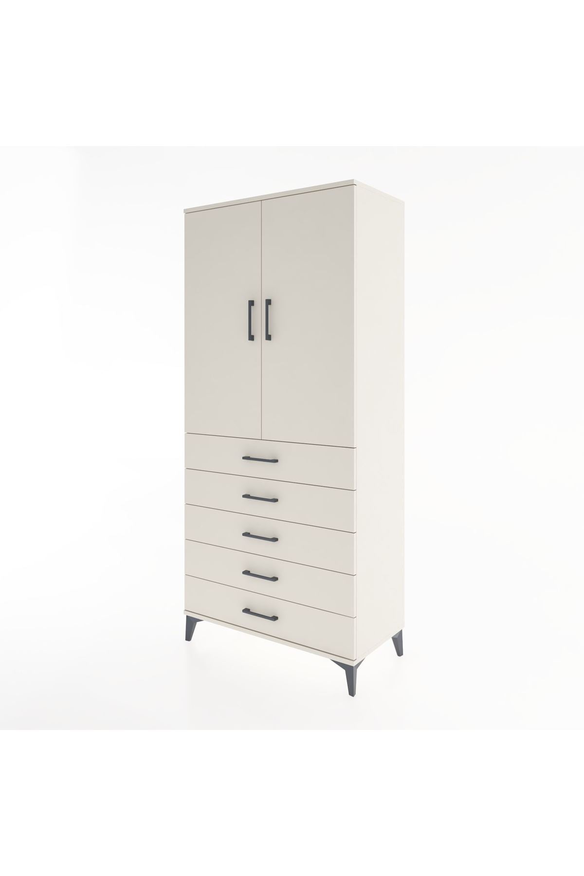 Hyperion Dolap Tek Raflı 5 Çekmeceli Tek Askılı 88x44x195 Aytaşı-Aytaşı