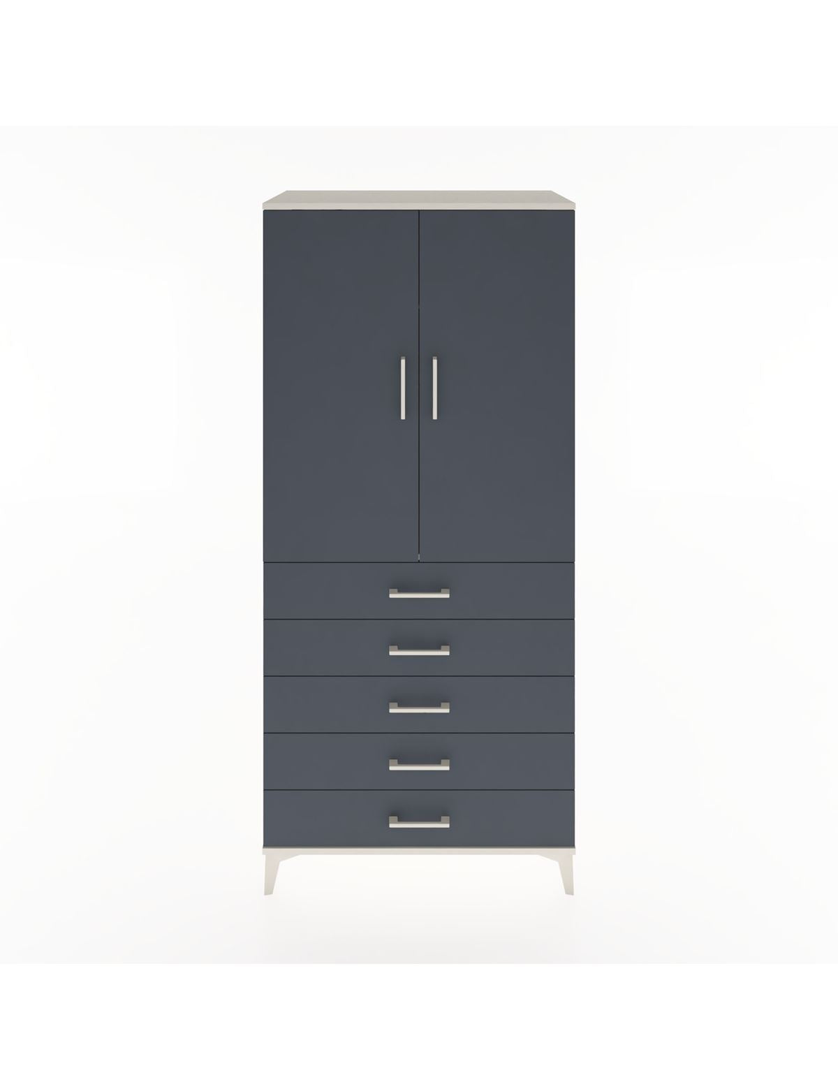 Hyperion Dolap Tek Raflı 5 Çekmeceli Tek Askılı 88x44x195 Aytaşı-Antrasit