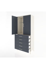 Hyperion Dolap Tek Raflı 5 Çekmeceli Tek Askılı 88x44x195 Aytaşı-Antrasit