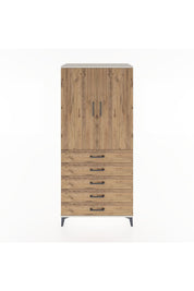 Hyperion Dolap Tek Raflı 5 Çekmeceli Tek Askılı 88x44x195 Aytaşı-Çam