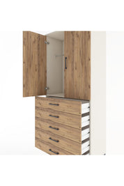 Hyperion Dolap Tek Raflı 5 Çekmeceli Tek Askılı 88x44x195 Aytaşı-Çam