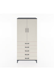 Hyperion Dolap Tek Raflı 5 Çekmeceli Tek Askılı 88x44x195 Antrasit-Aytaşı