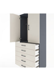 Hyperion Dolap Tek Raflı 5 Çekmeceli Tek Askılı 88x44x195 Antrasit-Aytaşı