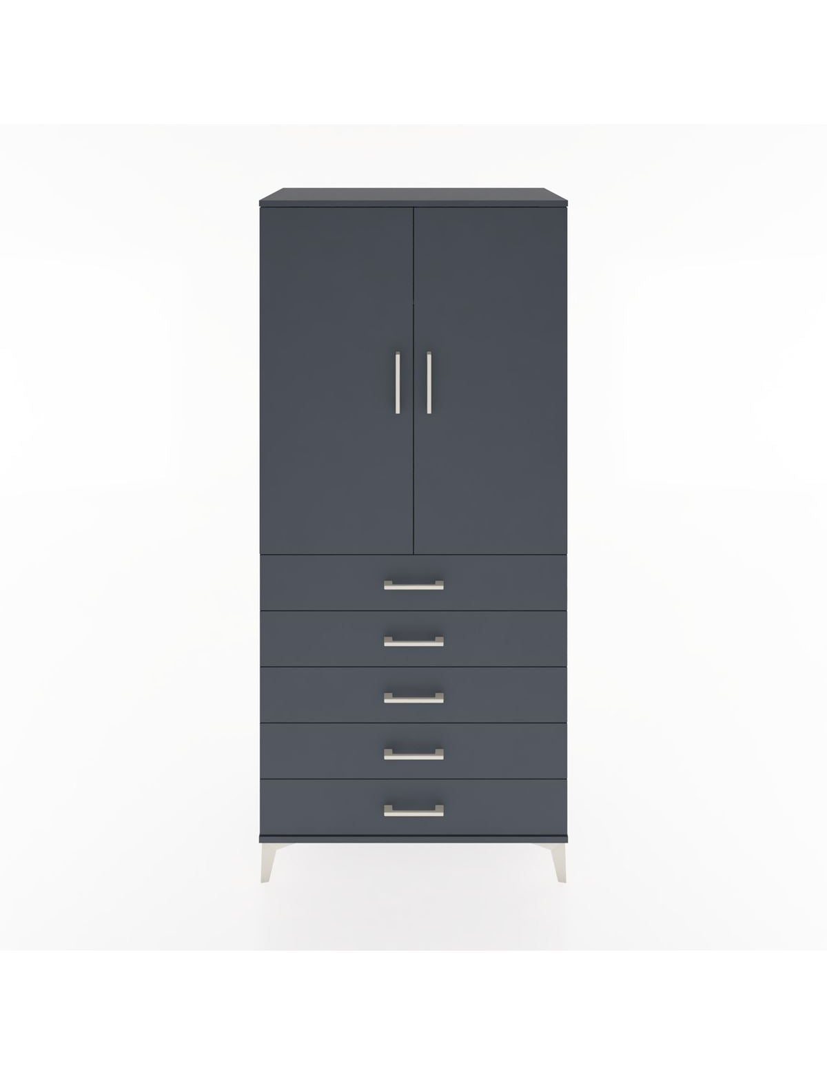 Hyperion Dolap Tek Raflı 5 Çekmeceli Tek Askılı 88x44x195 Antrasit-Antrasit