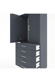Hyperion Dolap Tek Raflı 5 Çekmeceli Tek Askılı 88x44x195 Antrasit-Antrasit