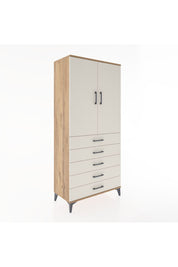 Hyperion Dolap Tek Raflı 5 Çekmeceli Tek Askılı 88x44x195 Çam-Aytaşı