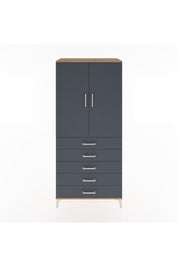 Hyperion Dolap Tek Raflı 5 Çekmeceli Tek Askılı 88x44x195 Çam-Antrasit